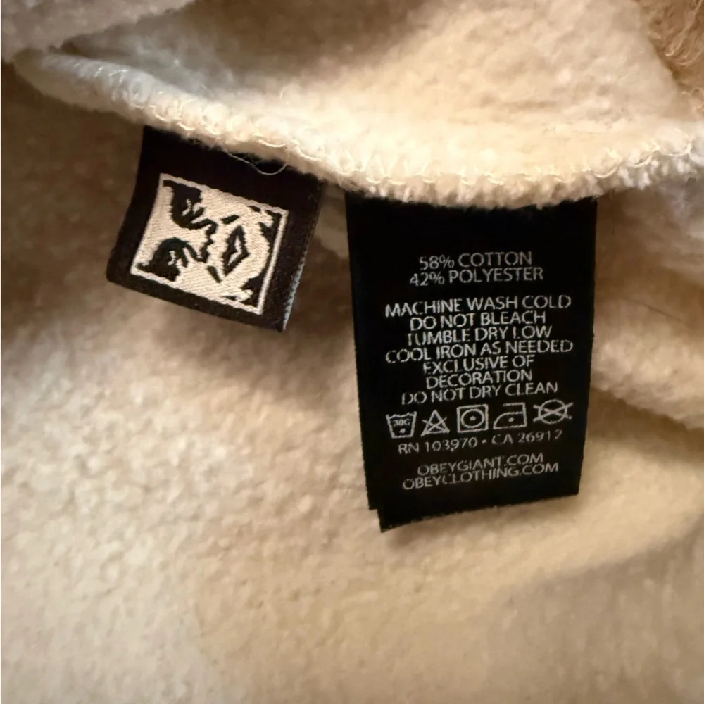 Obey Cream Hoodie with Yellow Flower Graphic